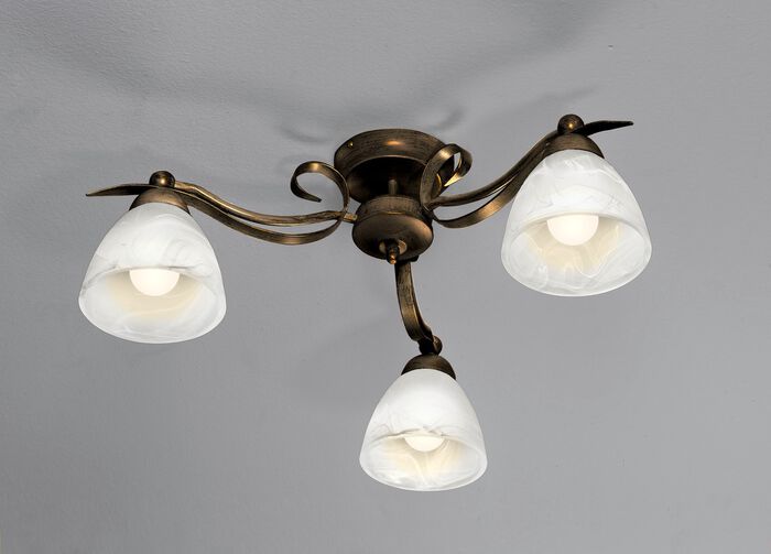 Elegante plafondlamp gemaakt van ijzer en glas 