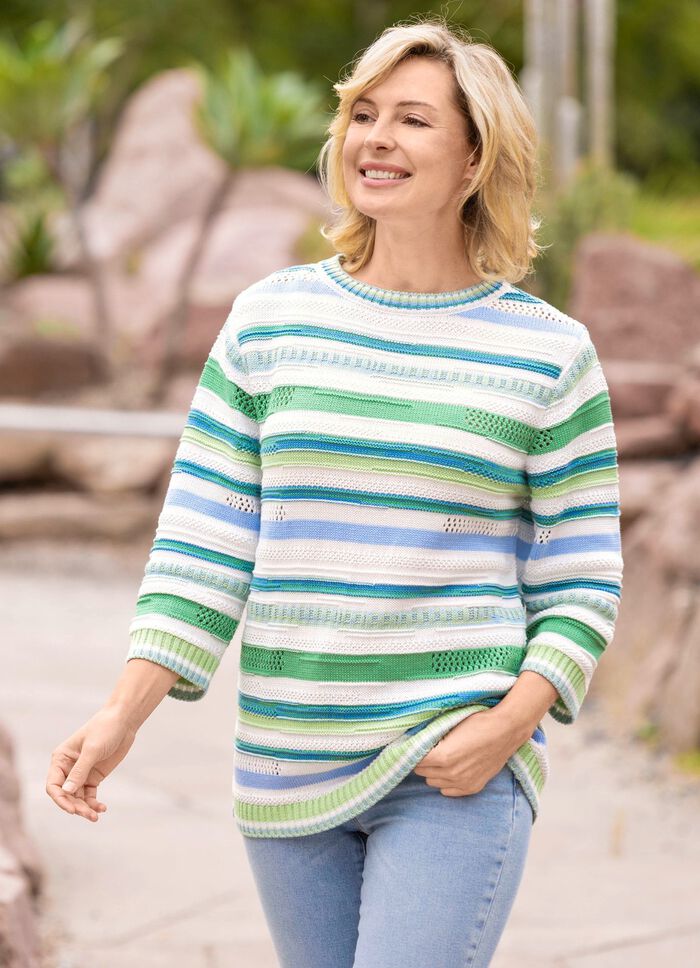 Trui met opvallend strependessin 