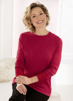 Gebreide kabeltrui ROOD