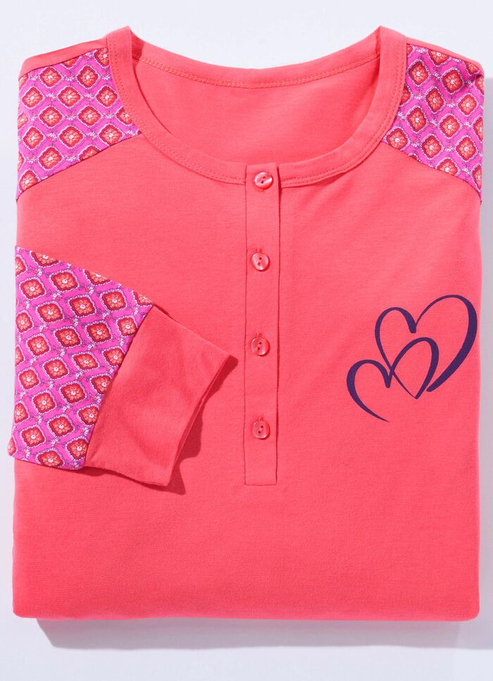 Set van twee nachthemden met zijsplitten en knoopsluiting 