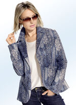 Blazer met reptieldessin en gouden glitters 