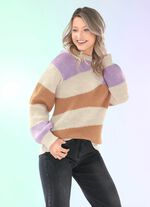 Trui in pareltand CR&Egrave;ME-KAMEEL-LILA