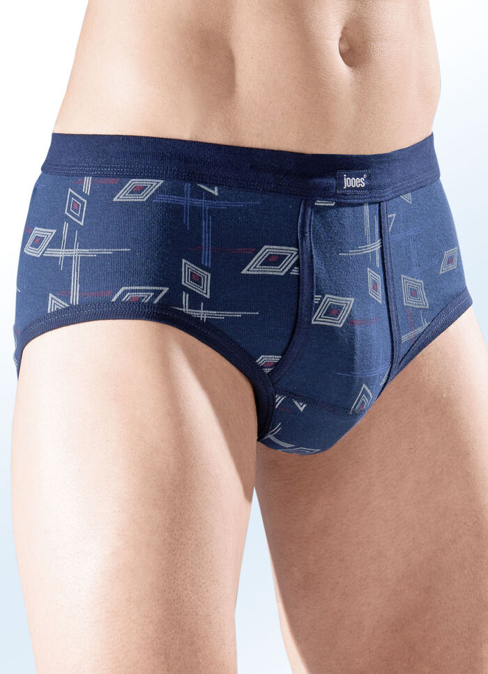 Set van vier slips van fijne ribstof met gulp en all-over-motief 