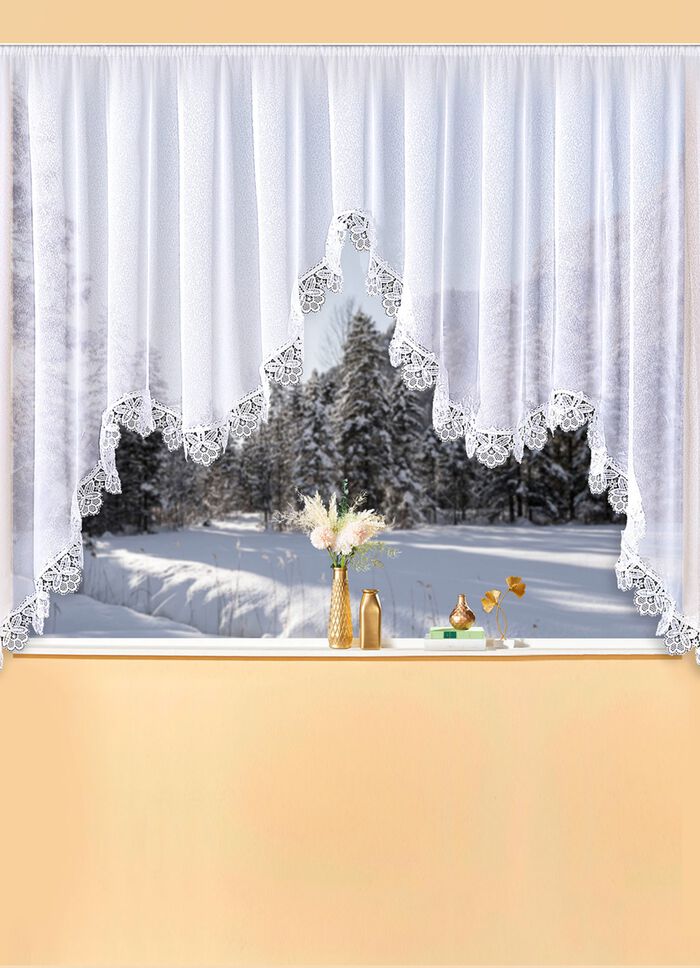 M-Bogen winkel gemaakt van echt Plauen-kant 