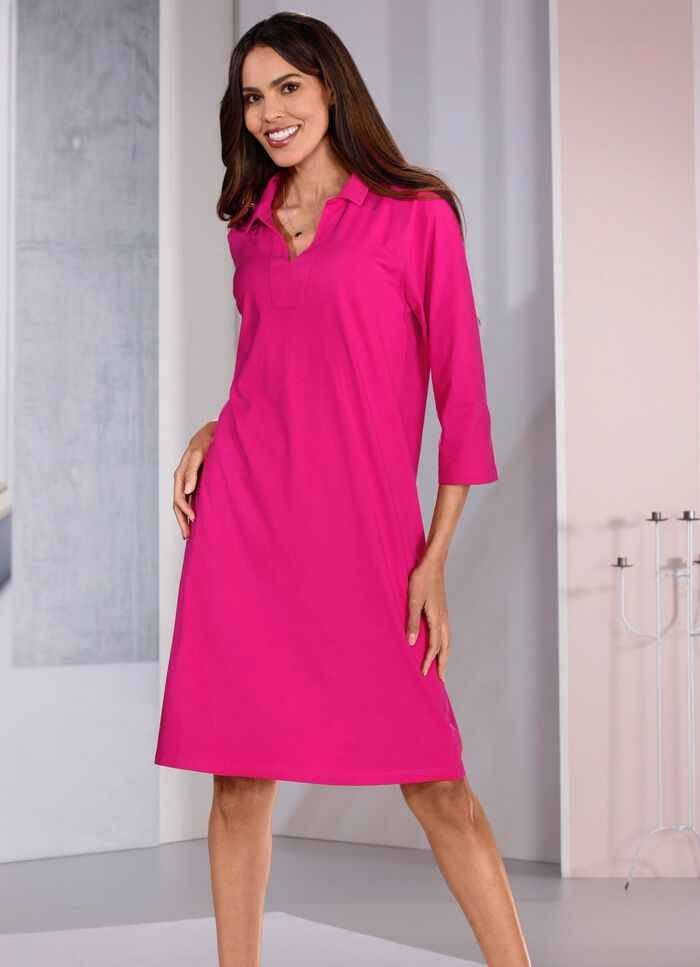 Set van twee nachthemden, knielengte met overhemdkraag 