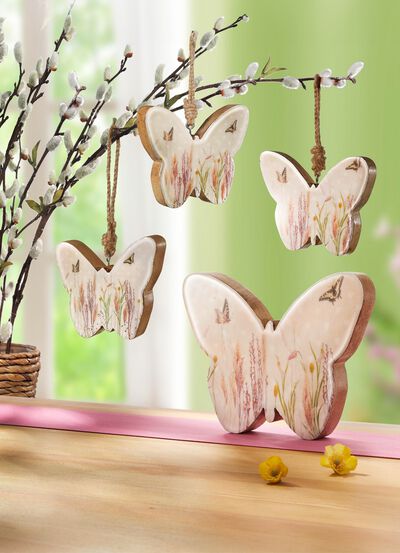 Decoratieve vlinder gemaakt van mangohout 