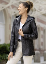 Leren jas met 2-weg rits 