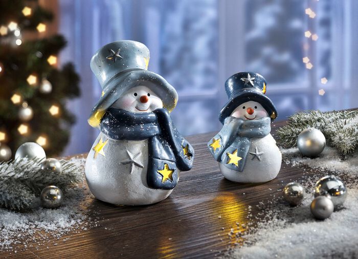 LED-sneeuwpop van polyresin, set van 2 