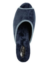 ELENA EDEN fluwelen muiltjes met contrasterende rand BLAUW