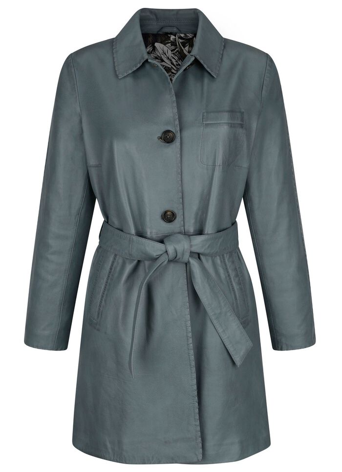 Korte leren jas met omslagkraag 