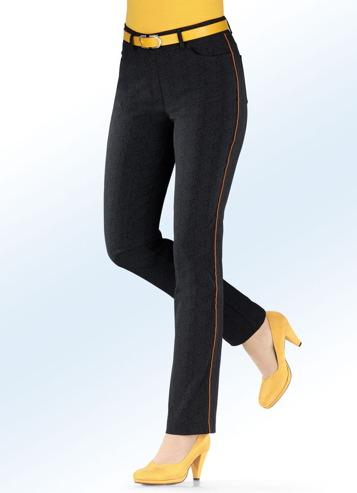 Broek met stijlvolle vissengraatlook TERRACOTTA, GRAFIET, ZWART