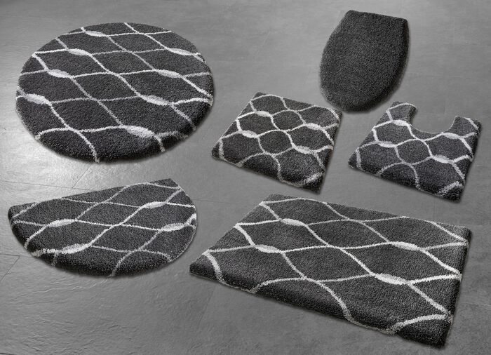 Badkamerset met antislip latex achterkant GRIJS