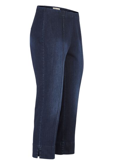 Capri-jeans met elastische plooien 