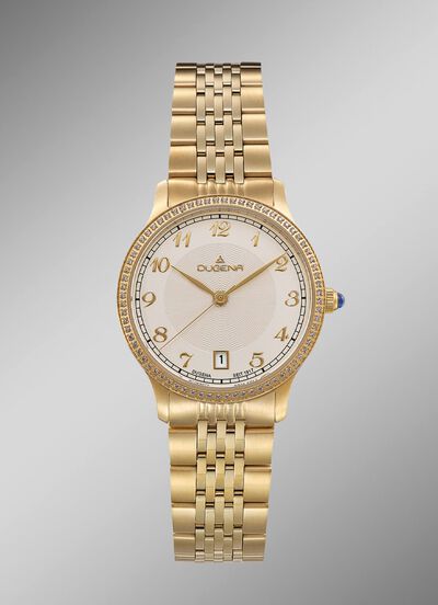 Dugena quartz dameshorloge met roestvrijstalen bandkast 