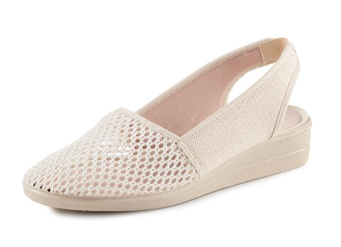 ELENA EDEN sandaal gemaakt van luchtig mesh-materiaal en textiel met een metallic glans LICHTBEIGE