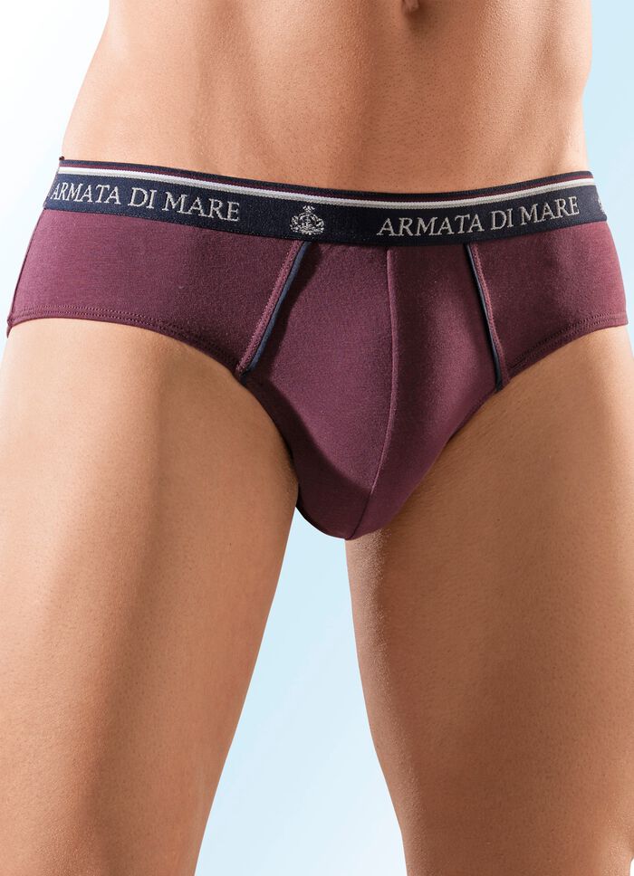 Set van vier slips, effen, met contrasterende boorden 