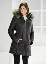 Lange functionele jas met afneembare capuchon 