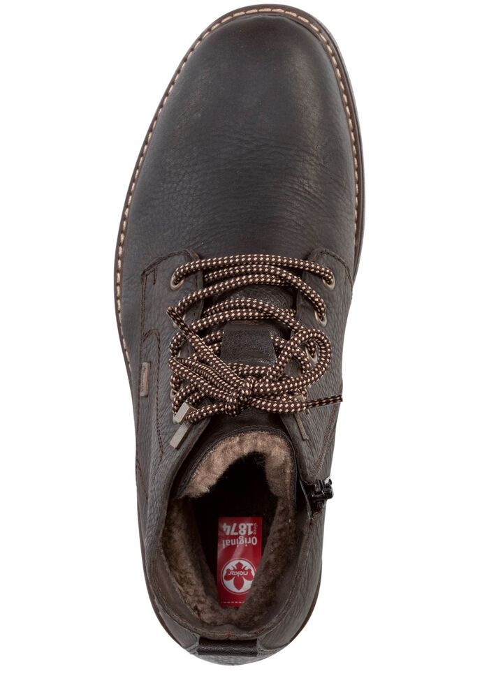 Rieker veterlaars met warme voering van lamsleer en pluche materiaal 