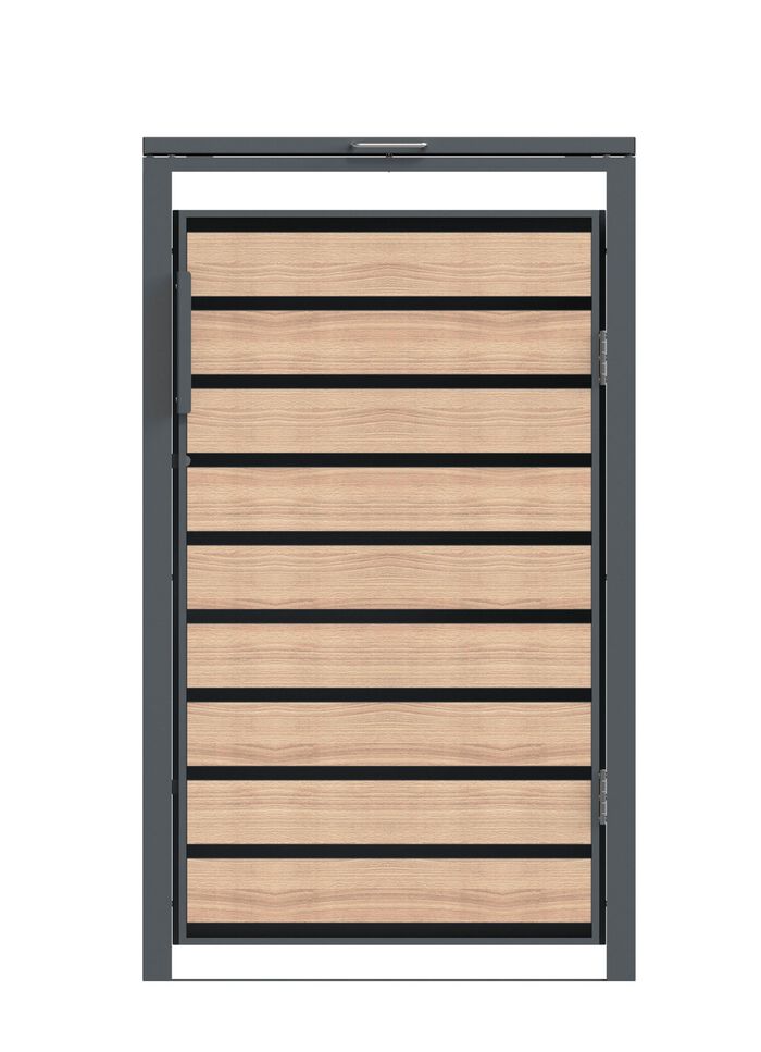 Afvalcontainerbox "Lacina", deuren in houtlook 