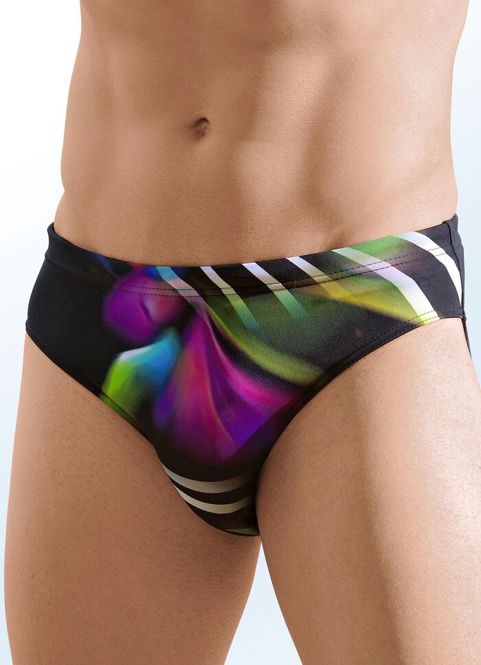 Zwembroek in slipvorm met geplaatste opdruk 