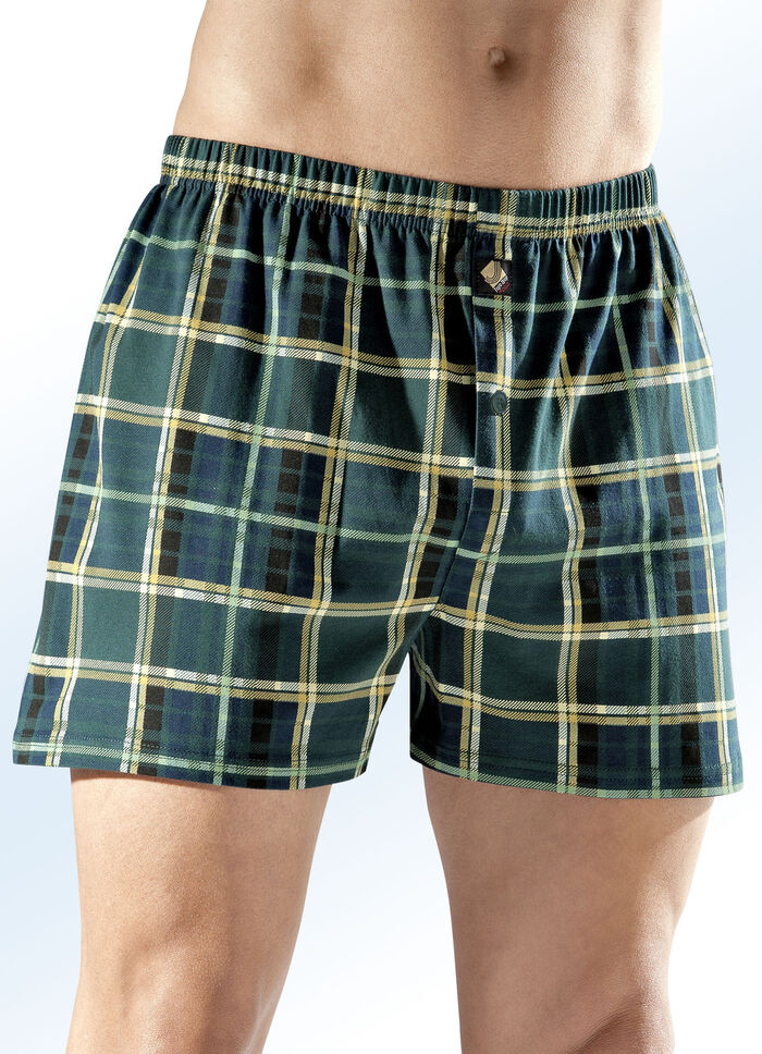 Set van vier boxershorts, geruit en effen 
