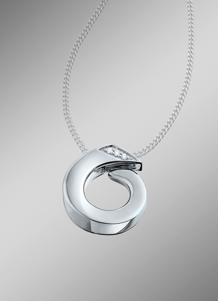 Massieve kettinghanger van platina, met 3 loepzuivere briljanten 