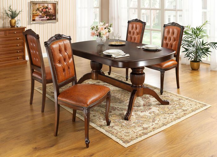 Hoge kwaliteit stoelen, set van 2, met veerkern LICHTBRUIN