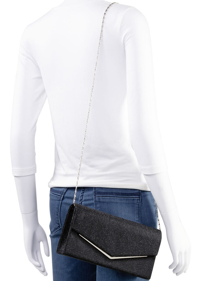 Avondtasje met afneembare ketting ZWART