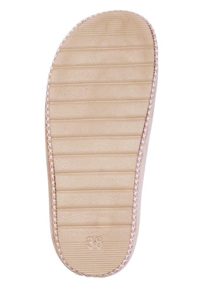 Laurina, klassieke damespantoffels, breedte G, met patroonrand BEIGE