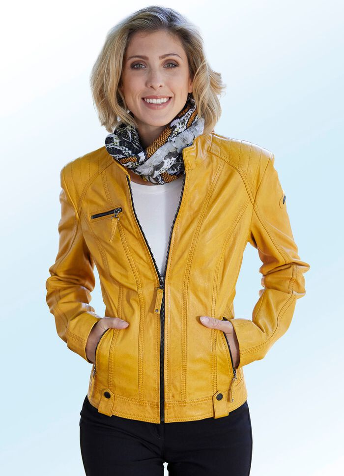 Kort leren jack van "Cabrini" 