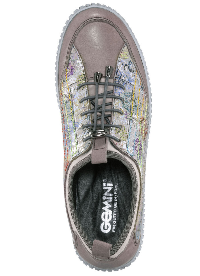 Gemini sneakers gemaakt van deels gebloemd rundleer TAUPE-MULTICOLOR
