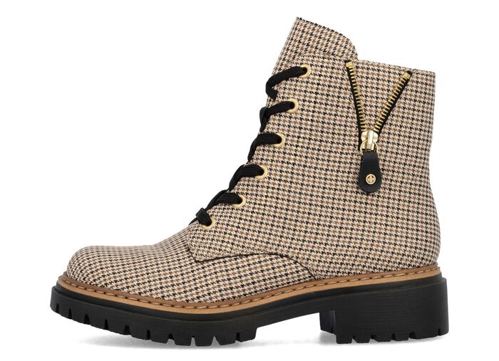 Rieker, trendy dames enkellaarsjes, winterschoenen, met rits BEIGE-ZWART