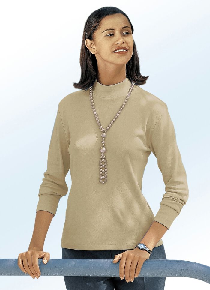 Overhemd met opstaande kraag KAMEEL