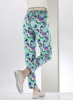 Enkellange broek met felgekleurde inkjetprint GROEN-BLAUW-BEIGE
