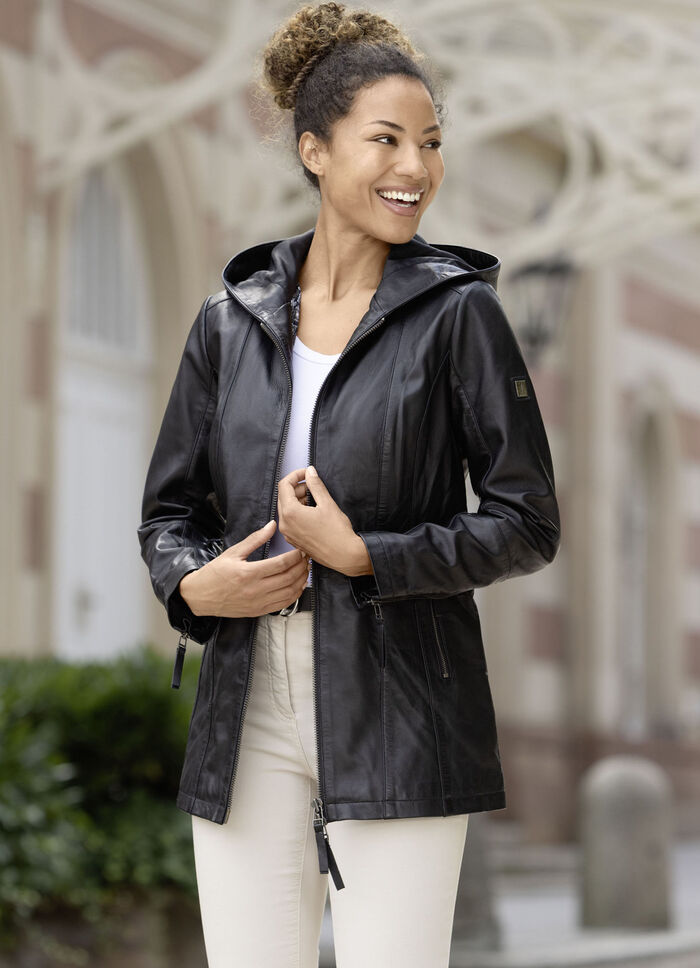 Leren jas met 2-weg rits 