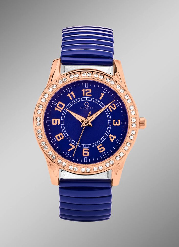 Modern quartz dameshorloge met metalen kast 