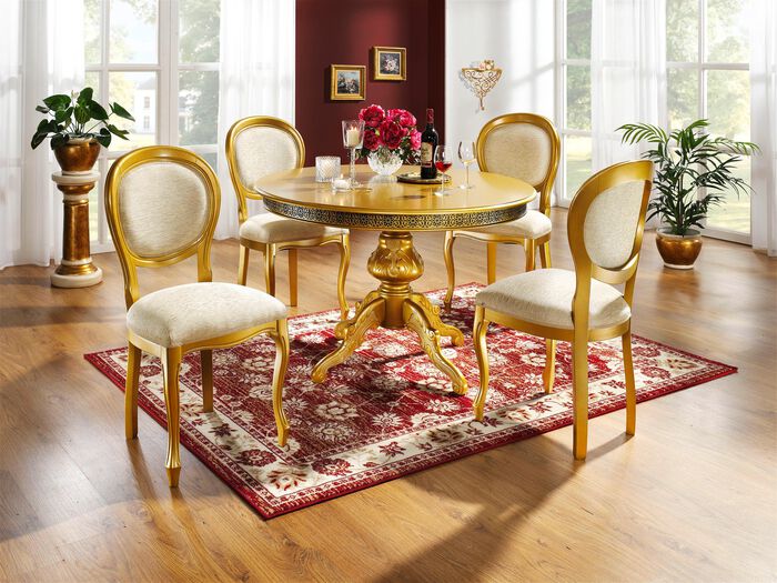 Italiaanse stoelen met binnenveringbekleding GOUD-BEIGE