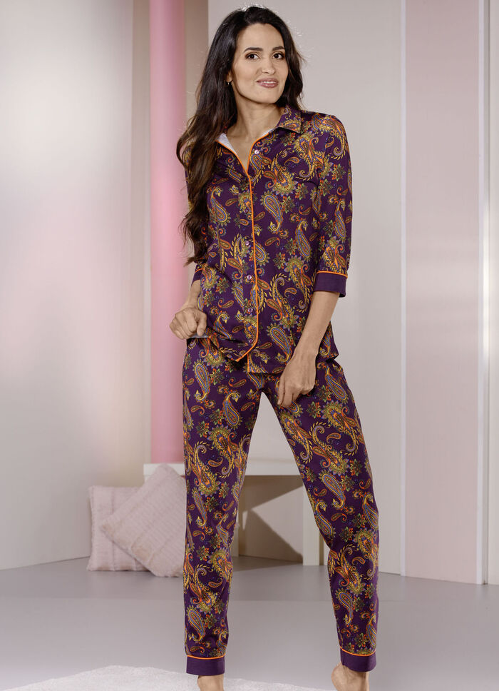 Laurina pyjama met doorlopende knoopsluiting 