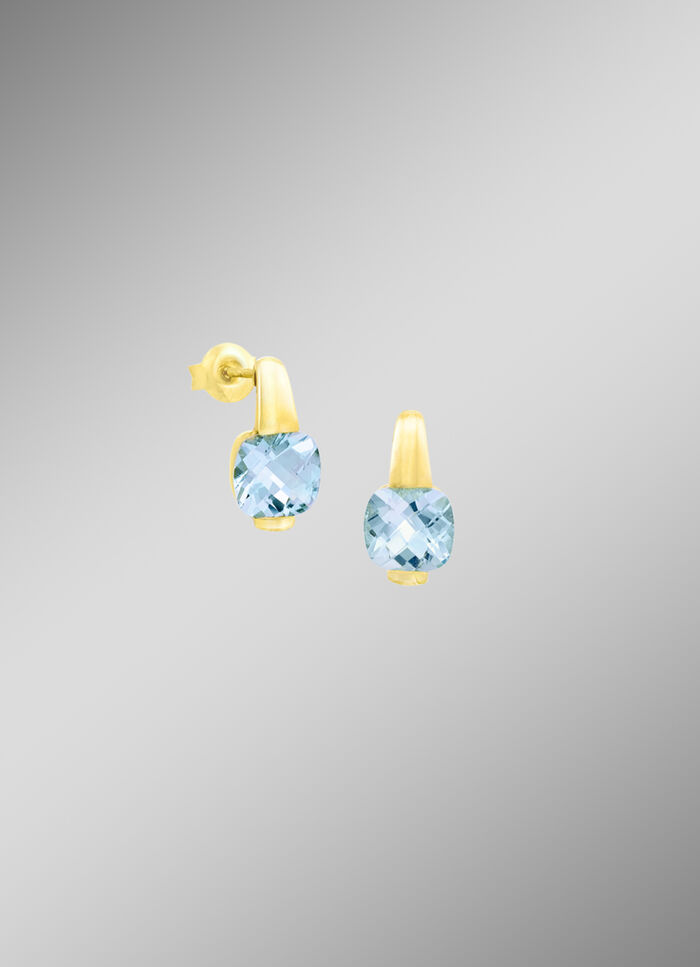 Moderne oorbellen met blauwe topaas