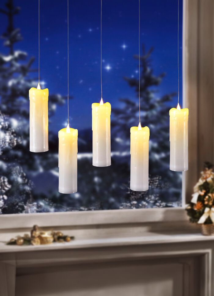 LED-kaarsen met transparante ophanging, set van 5 