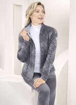 Fleecejack in gebreide look ZWART-GRIJS