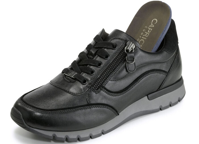 Caprice veterschoen met praktische ritssluiting aan de zijkant ZWART