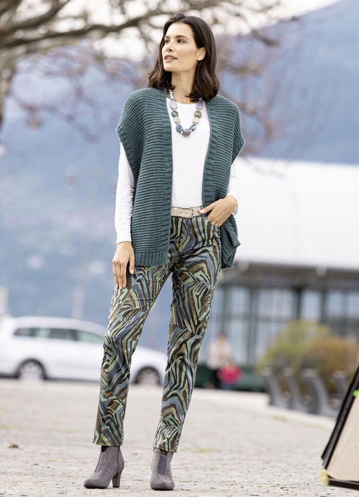 Broek met elastische tailleband aan de achterkant JEANSBLAUW/SALIEBRUIN