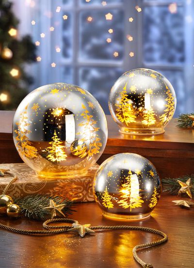 Verlichte bal, set van 3 