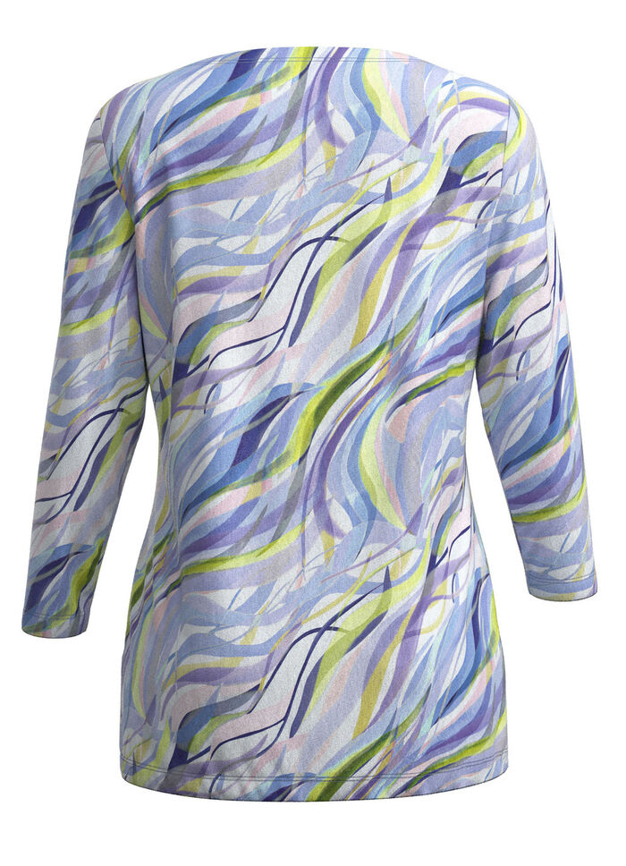Fijngebreide trui met all-over print ECRU-BLAUW-MULTICOLOR