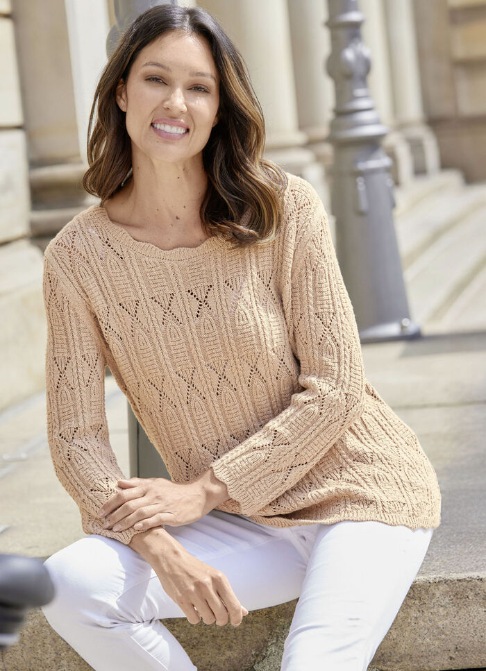 Trui met een mix van patronen en golvende randen 