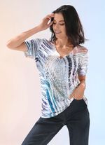 V-hals shirt met decoratieve ring 