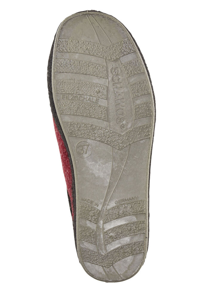 Ademende damespantoffels, met nieuwe wol BORDEAUX-ZWART