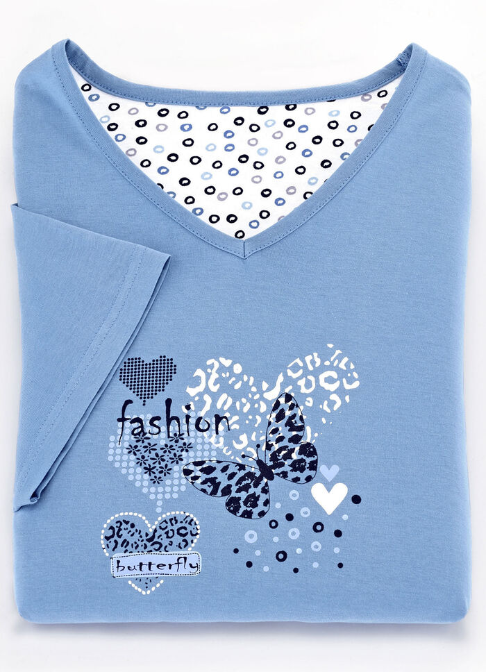 Set van twee nachthemden, korter gesneden, gemaakt van katoen 