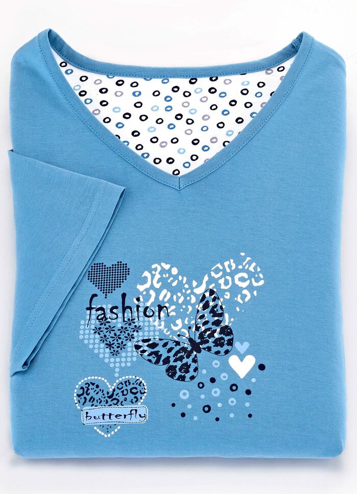 Set van twee nachthemden, korter gesneden, gemaakt van katoen 